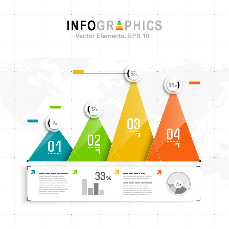 彩色三角图案现代信息表矢量设计