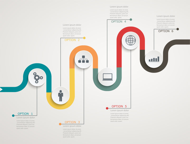 矢量的彩色条纹图案流程图表设计