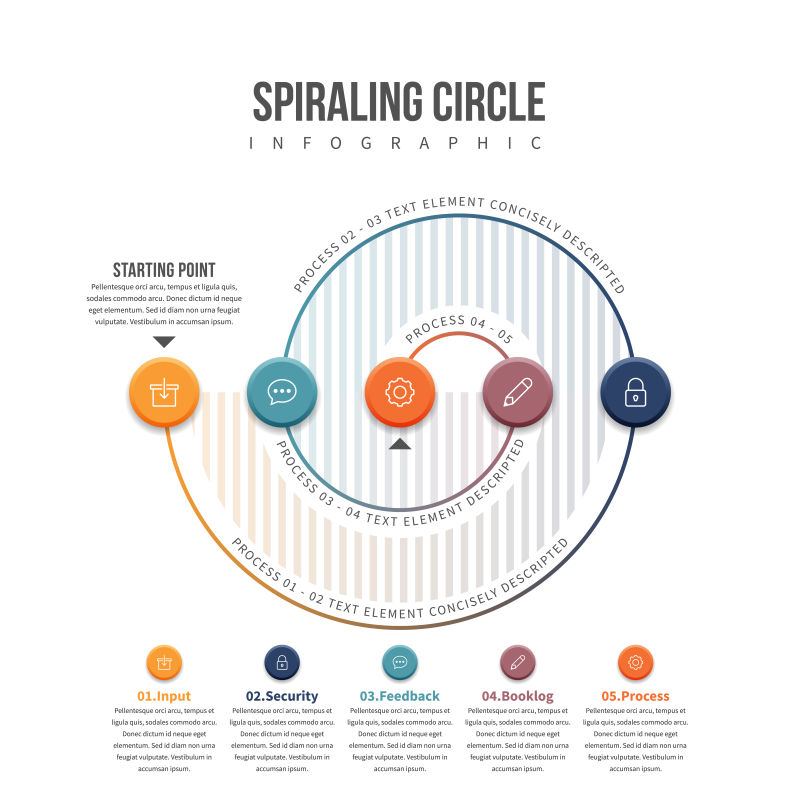 创意矢量螺旋形信息图表设计