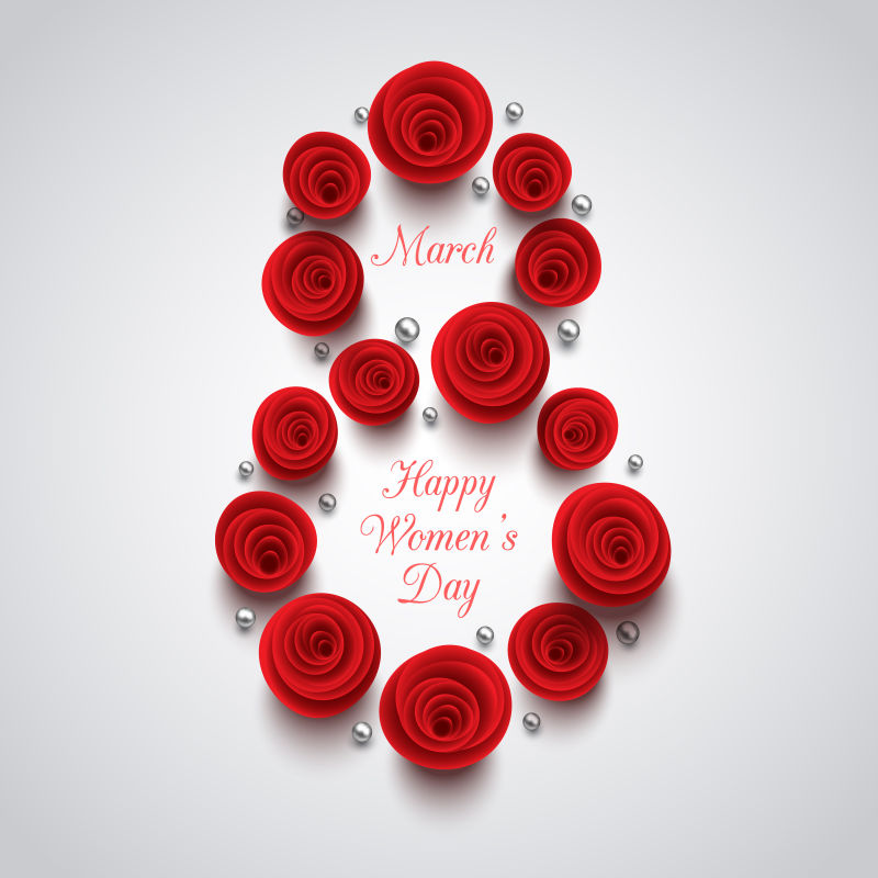 国际快乐妇女节玫瑰图案背景矢量设计