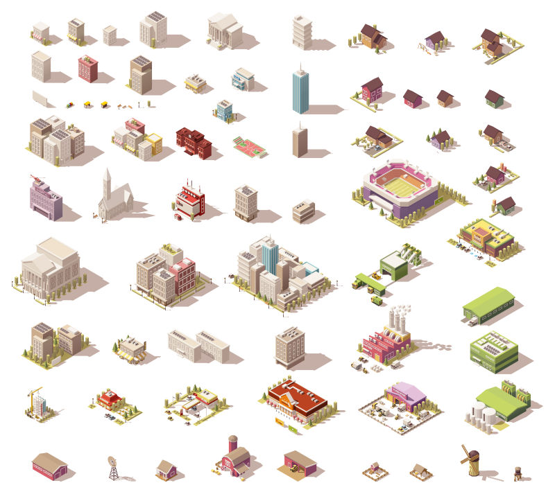 矢量的城市建筑模型设计