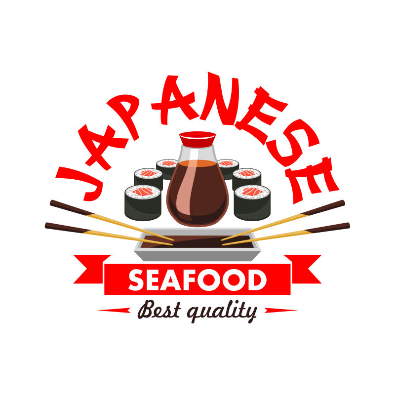 日本寿司料理标志矢量设计