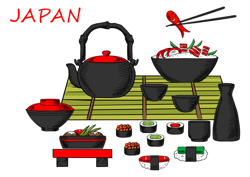 日本料理插图矢量设计