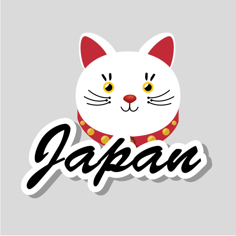 日本幸运猫文化矢量插图