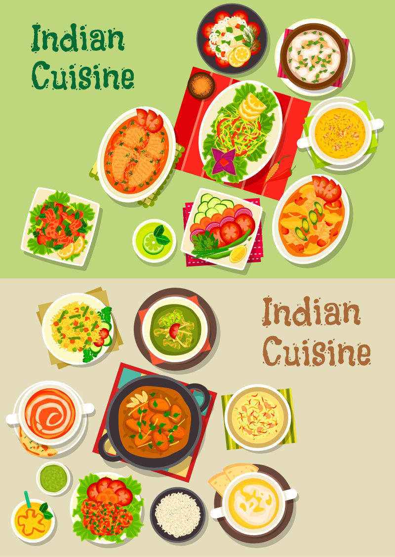 印度菜肴插图矢量设计
