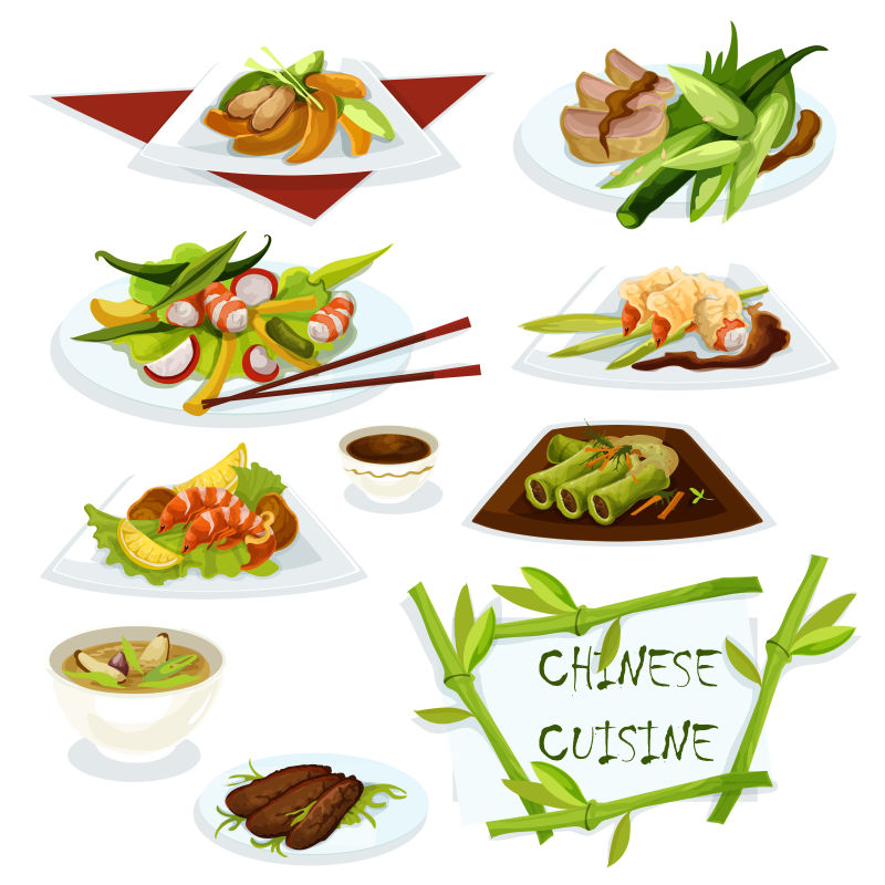 中式菜肴菜肴插图矢量设计