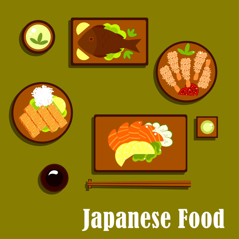 日本传统食物创意矢量插图