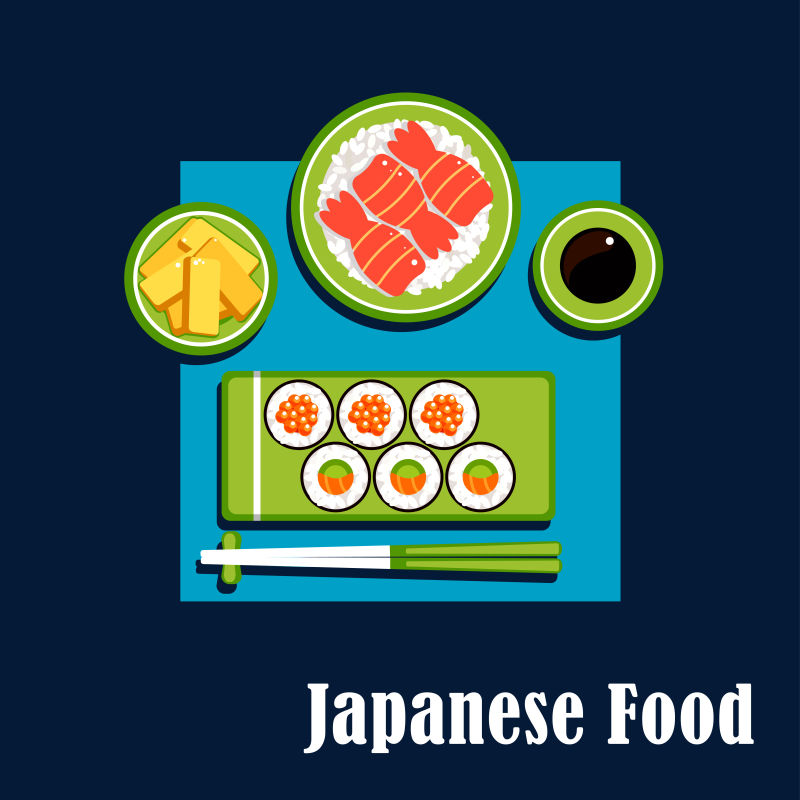 创意矢量卡通日本传统食品插图