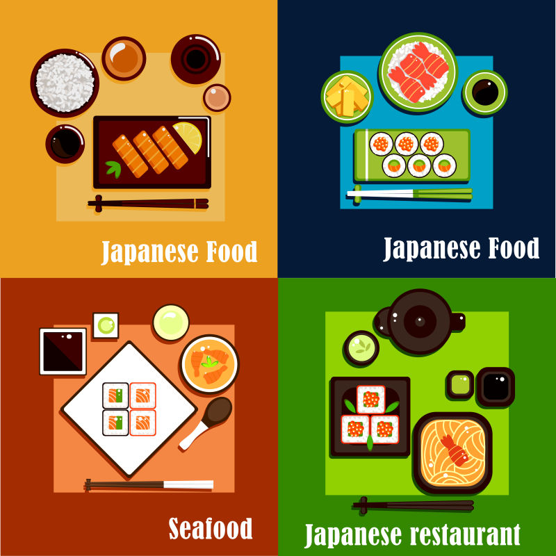 矢量日本海鲜菜肴