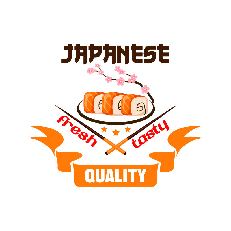 矢量日本寿司料理标志