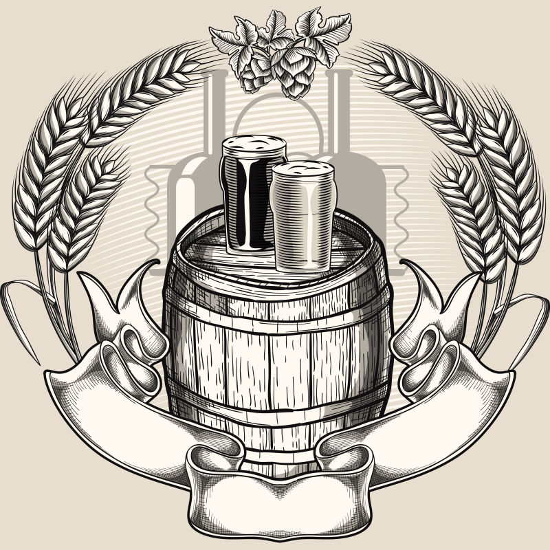 创意矢量老式啤酒复古标志设计