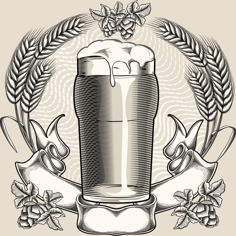 抽象矢量经典复古啤酒标志设计