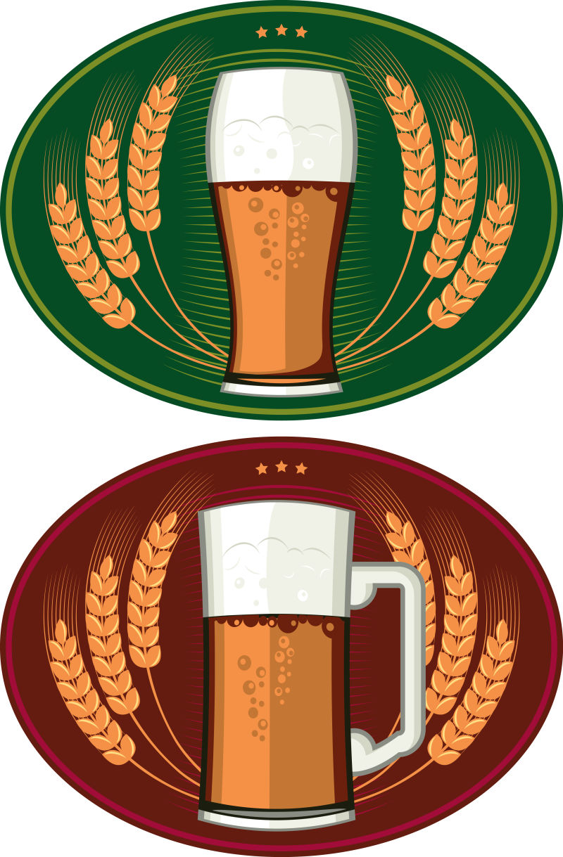 抽象矢量老式啤酒标志设计