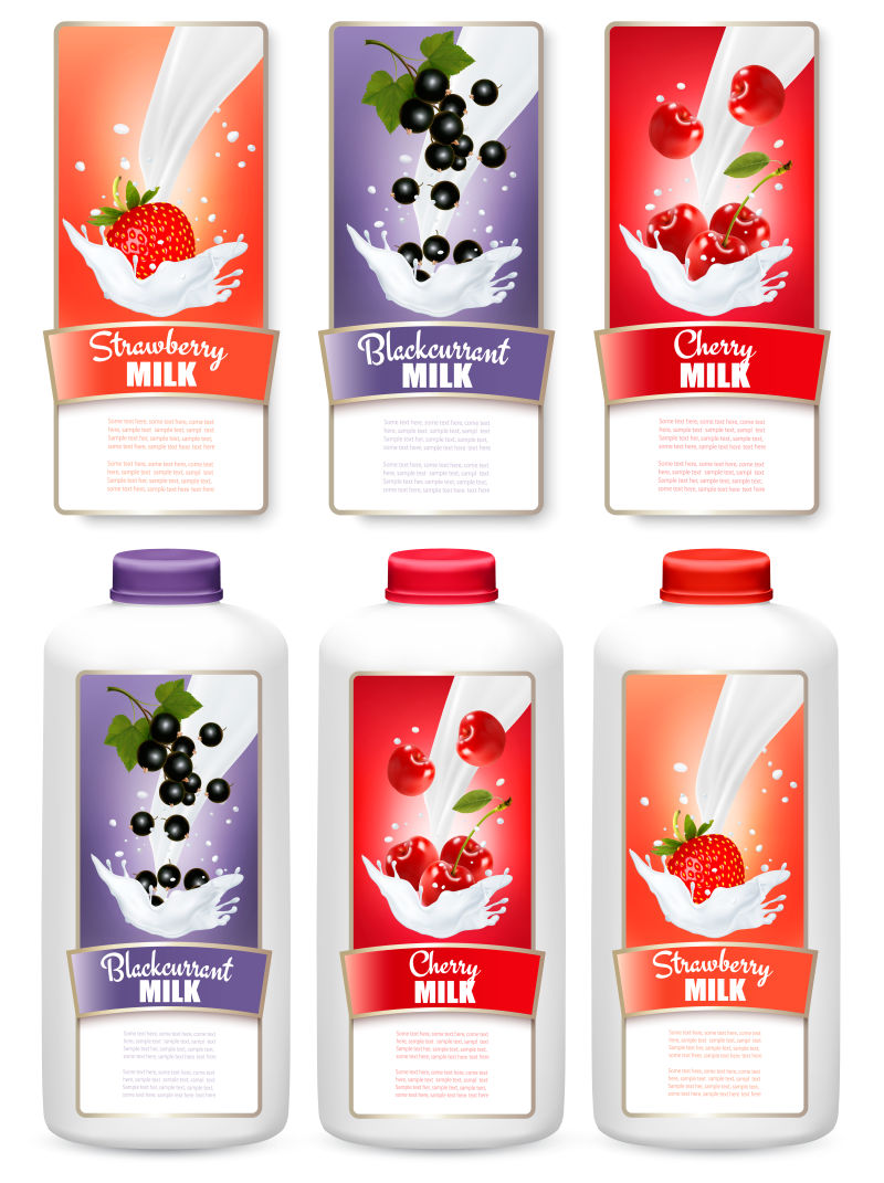 创意矢量水果牛奶包装设计