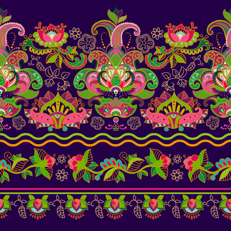 创意矢量复古花卉纹样元素装饰背景设计
