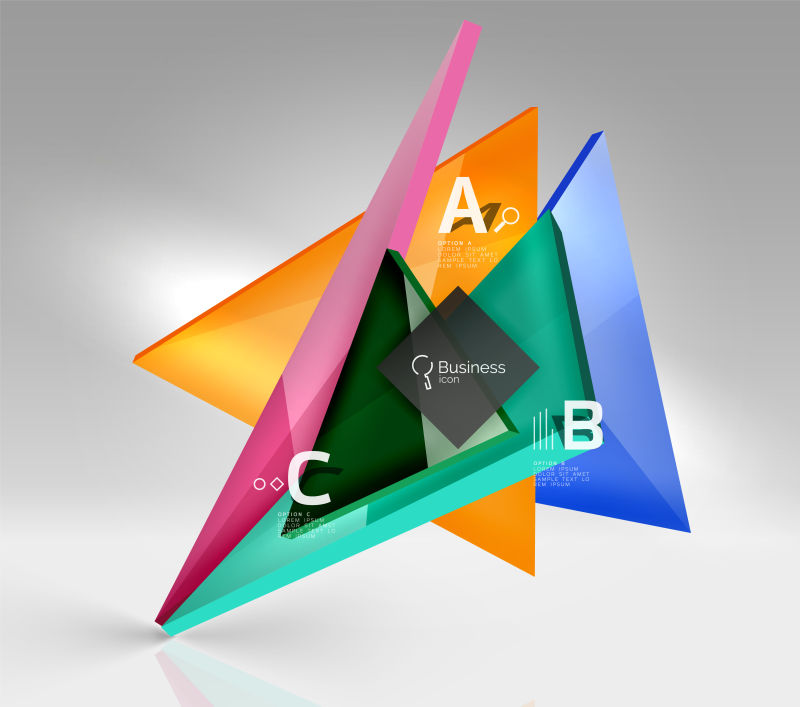 矢量3D三角形几何信息图