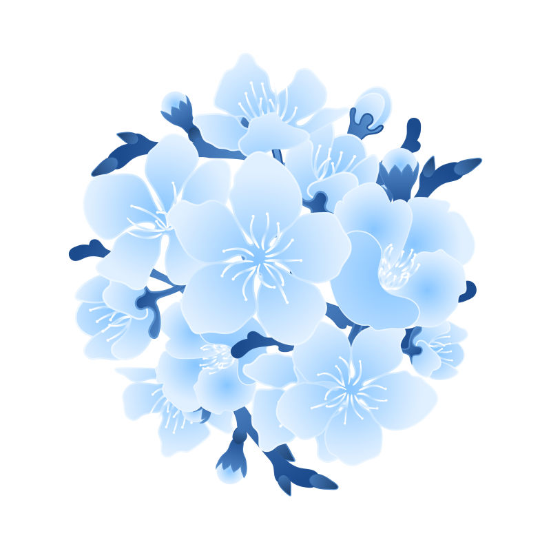 抽象矢量蓝色樱花装饰设计背景