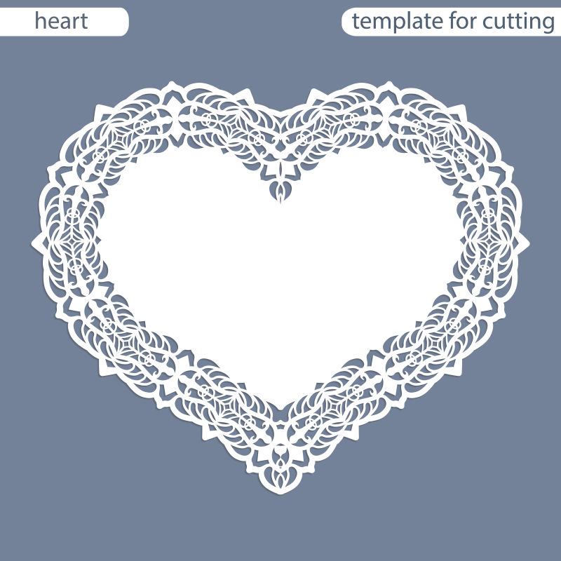 矢量心形镂空花边图案