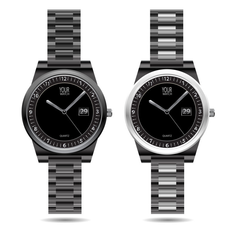 创意矢量银色金属表带的手表设计