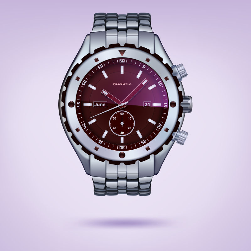创意矢量现代紫色表面的手表设计