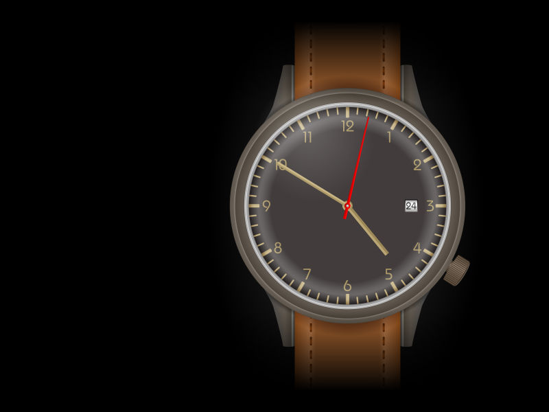 创意矢量棕色皮质表带的手表设计