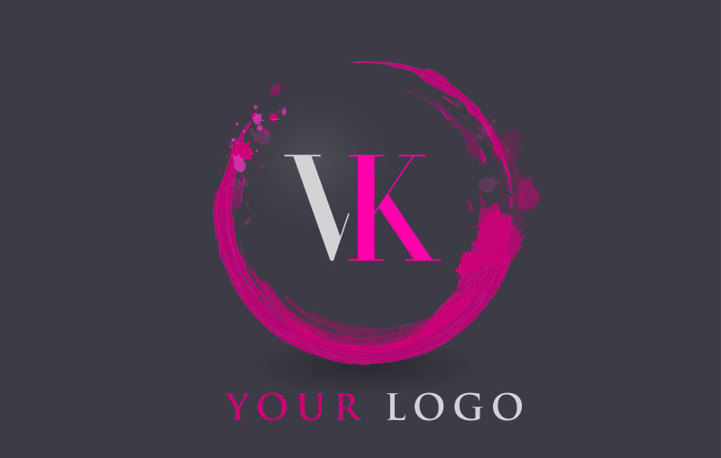 矢量设计字母VK圆形标识