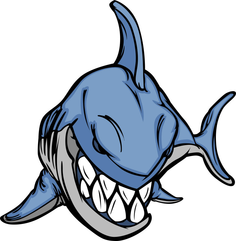 创意矢量蓝色鲨鱼肖像插图