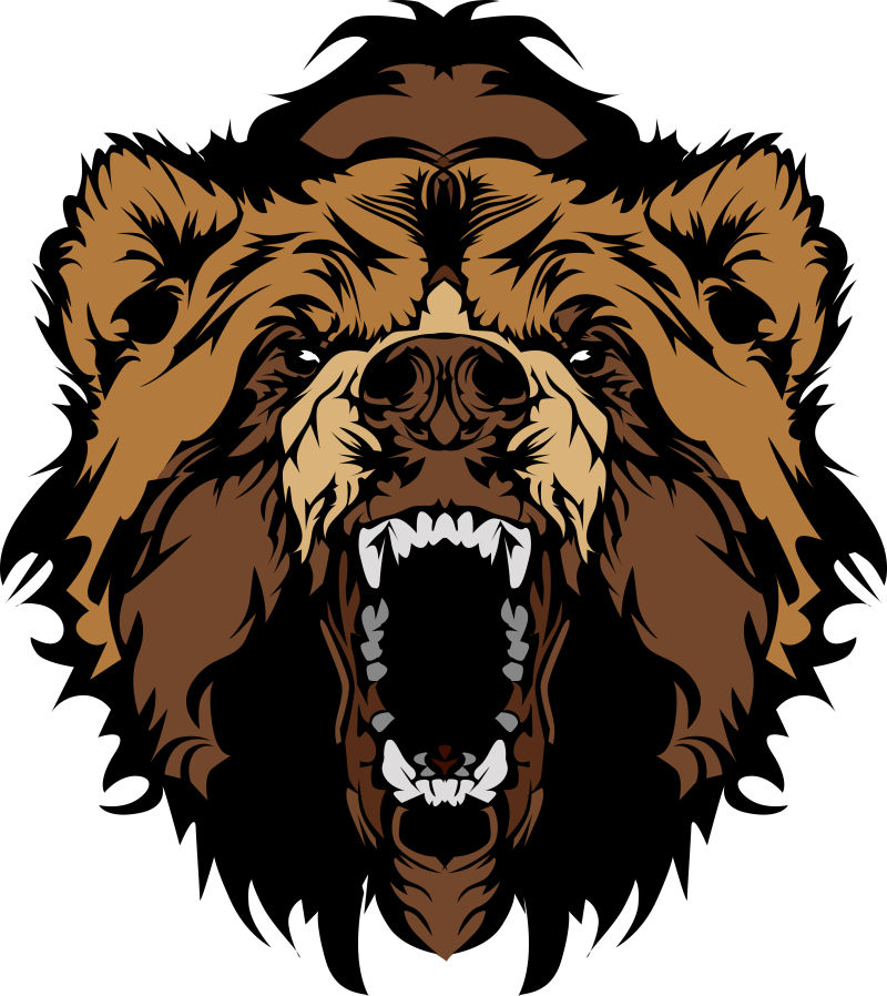 创意矢量吼叫的棕熊设计插图