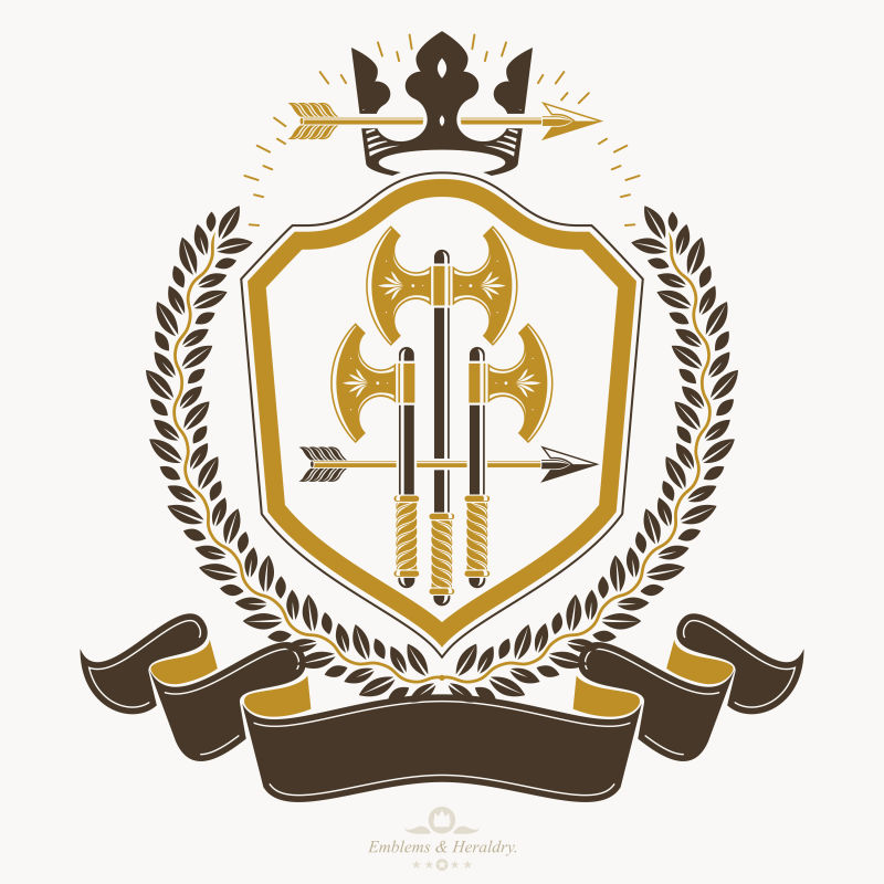 矢量维京战士元素的徽章设计