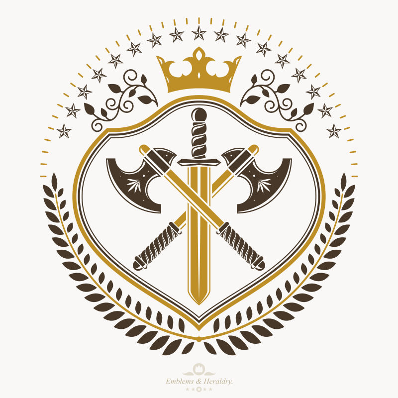 抽象矢量维京战士主题的徽章设计