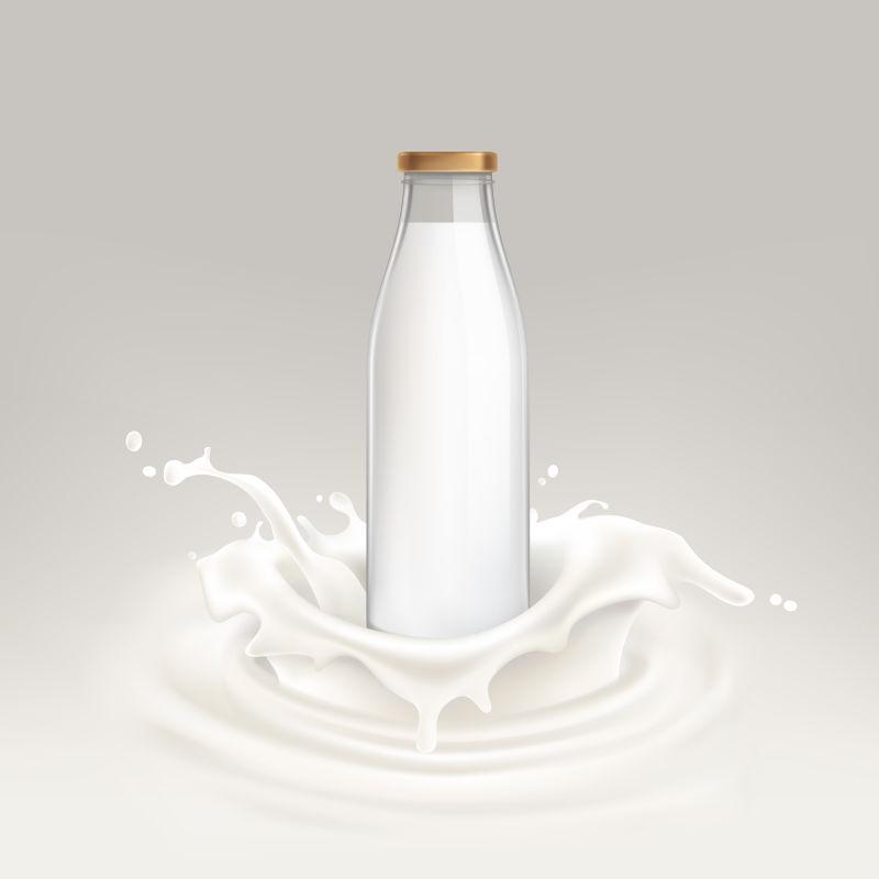盛满牛奶的瓶子插图矢量设计