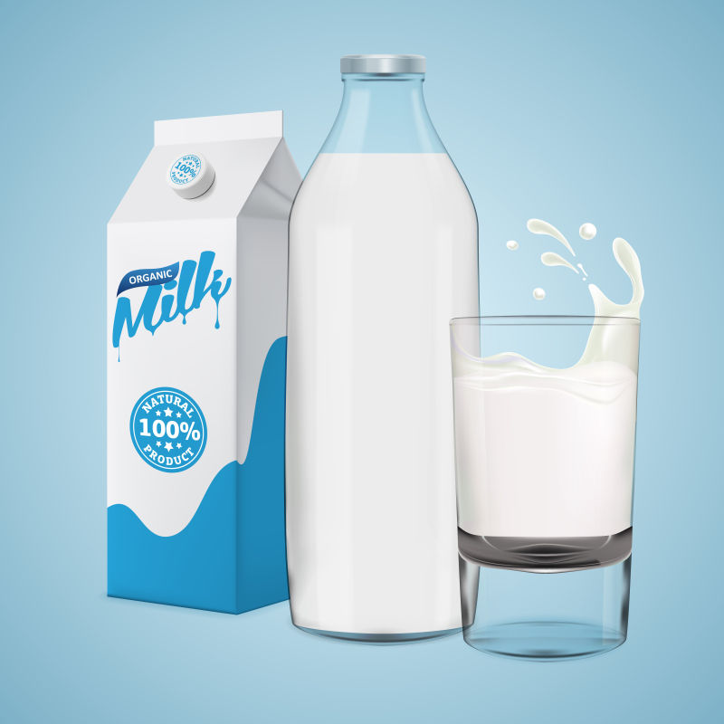 鲜牛奶的包装插图矢量设计