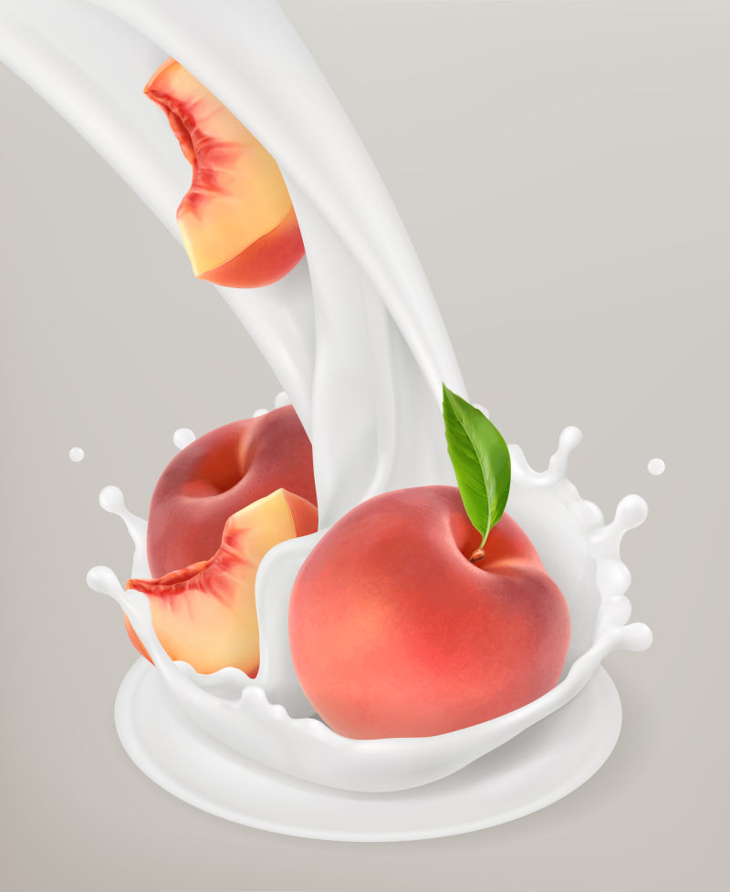 矢量蜜桃与牛奶