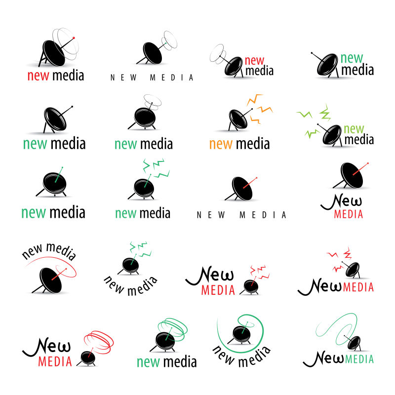 矢量黑色新媒体logo与图标