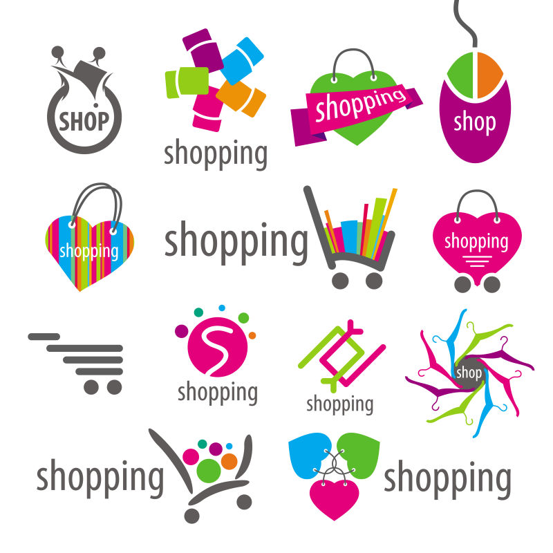 矢量购物折扣篮logo与图标