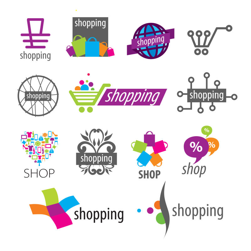 矢量购物折扣logo与图标