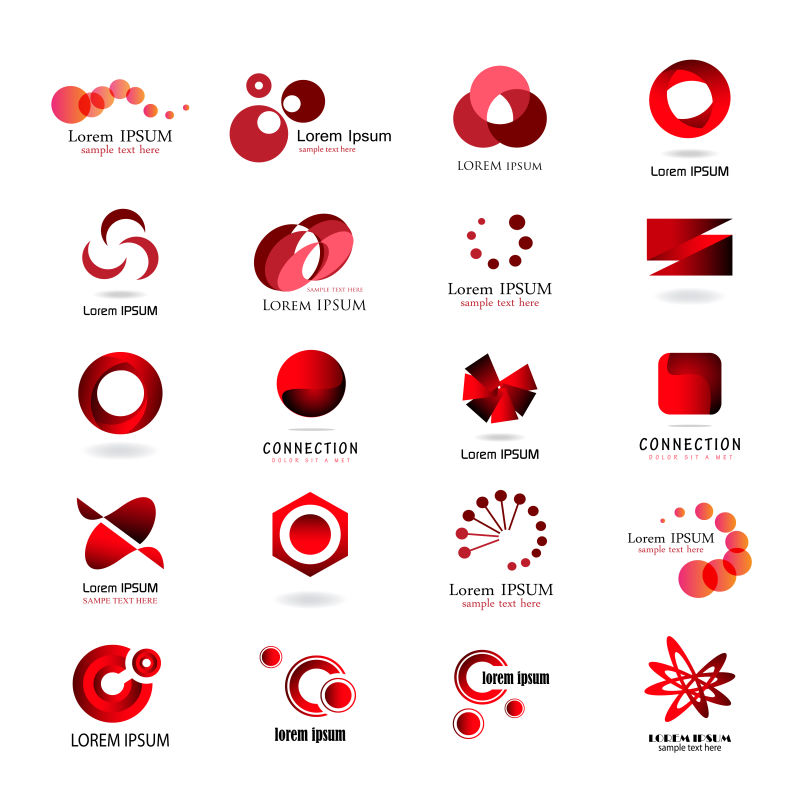 矢量红色圆形商业logo与图标