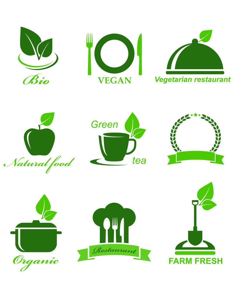 绿色餐厅标志矢量设计