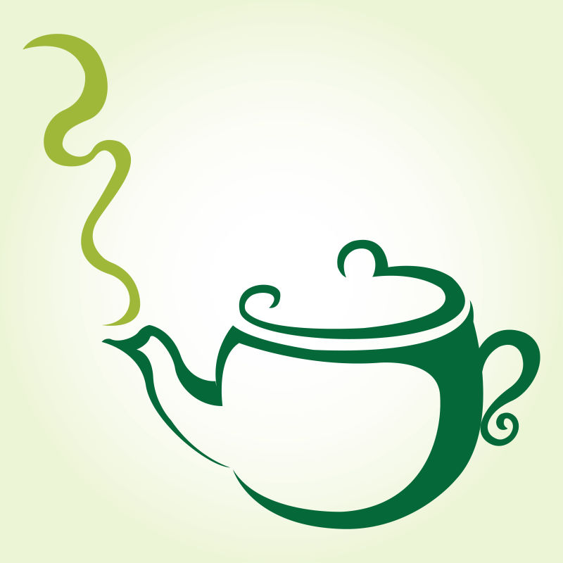 矢量的绿色茶壶插图