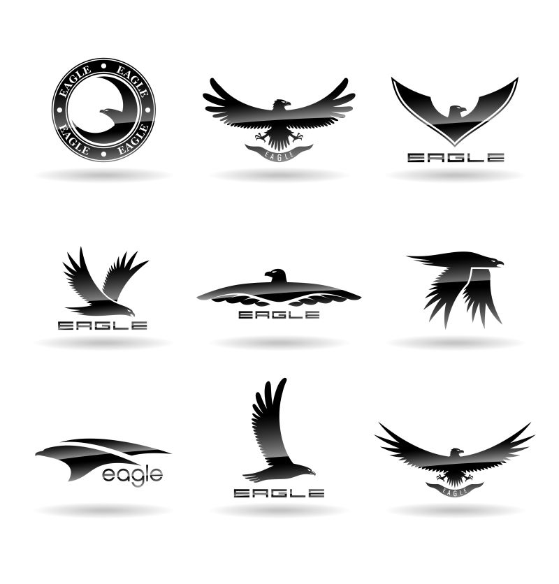 黑色的雄鹰标志矢量设计
