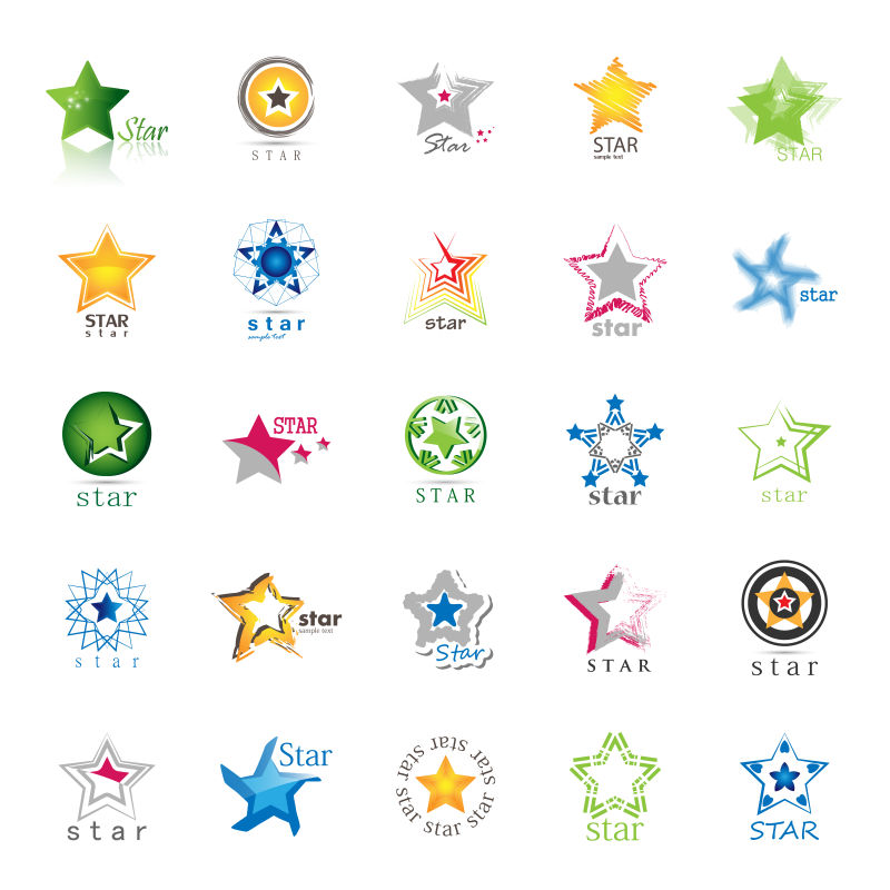 创意矢量彩色明星概念图标设计