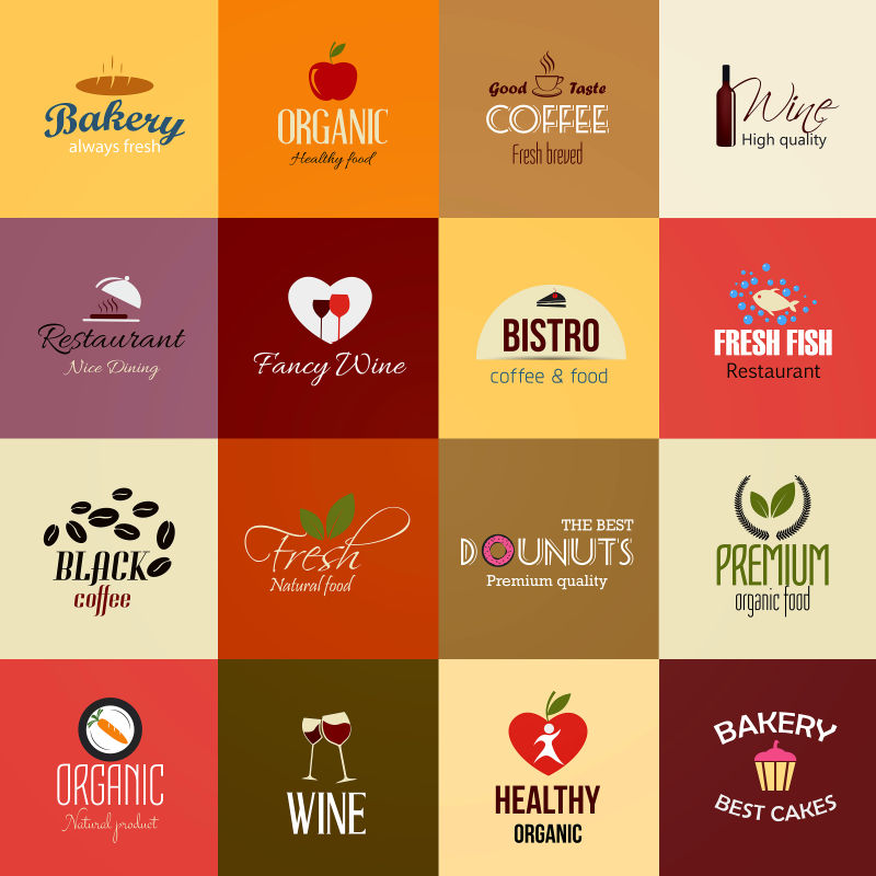 矢量食品和饮料logo与图标