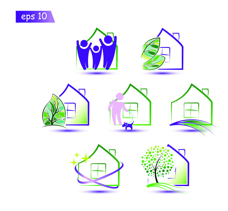 矢量房屋logo与图标