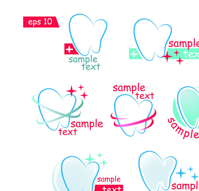 矢量牙齿健康logo与图标