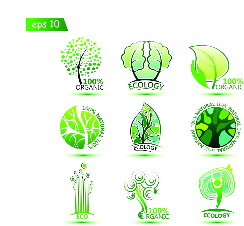矢量绿色环保logo与图标