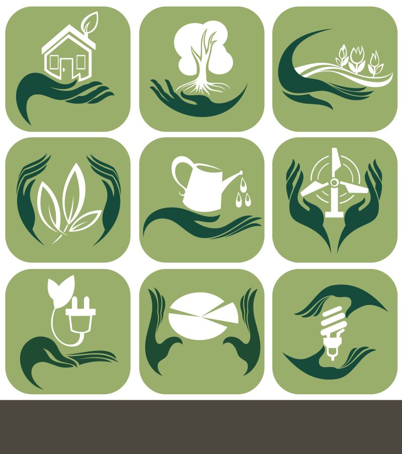 抽象矢量绿色环保主题的生活标志设计