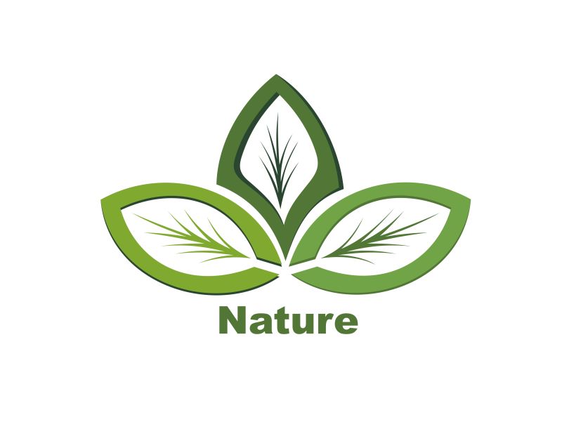 抽象矢量绿叶元素的自然标志设计