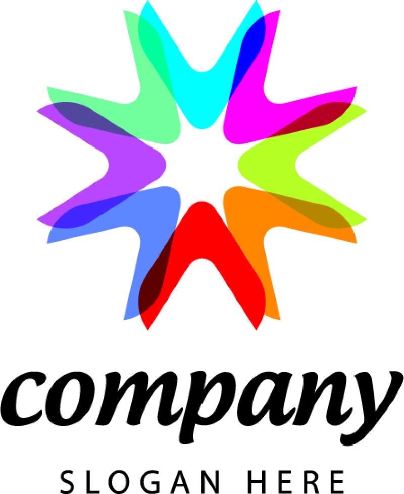 矢量白色背景彩色形状公司logo名称与图标