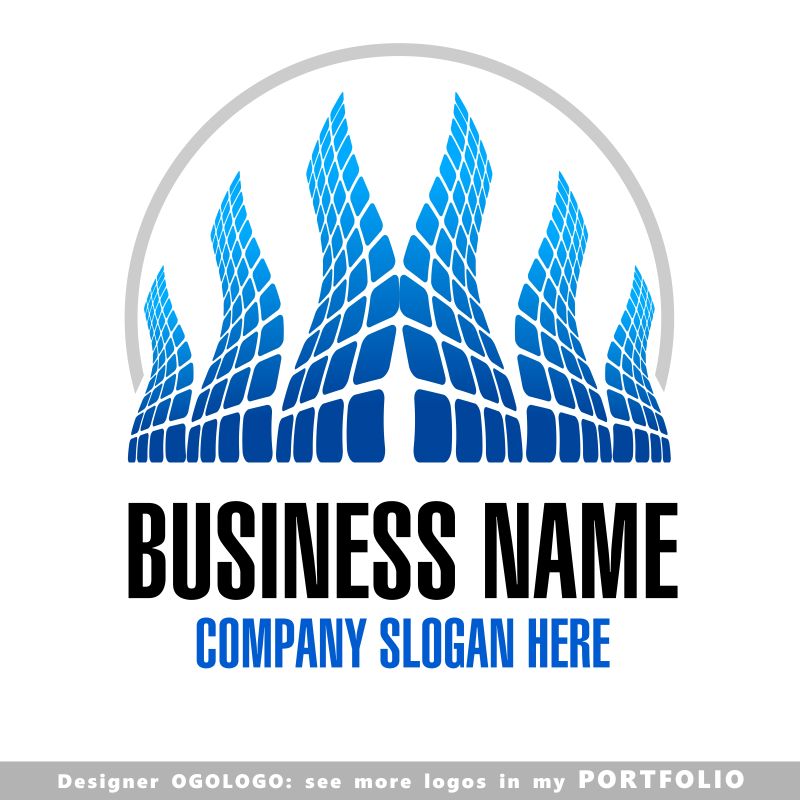 矢量蓝色公司商业logo与图标