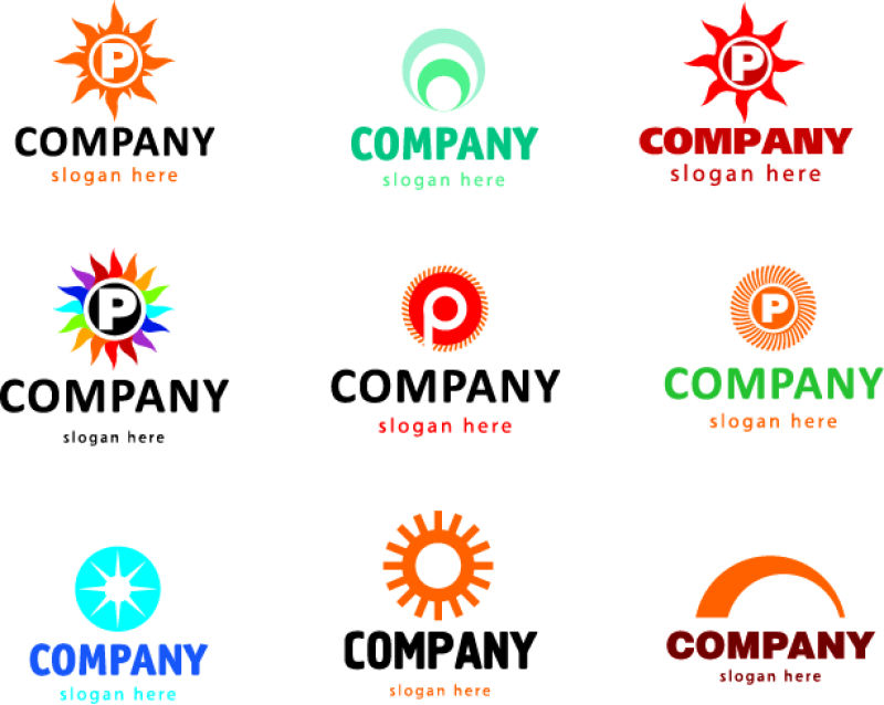 矢量太阳公司名字logo与图标